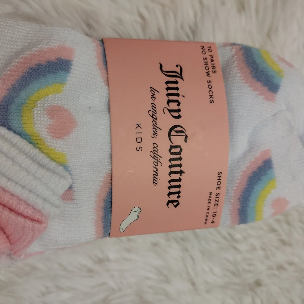 Juicy Couture Kids 🩷💜✨ 10 Pairs Multi-Pack No Show Socks Size 10-4 NWT